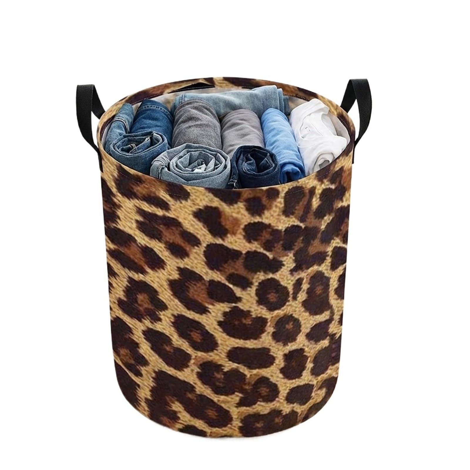 Fabric laundry hamper Leopard Print Laundry Basket Foldable Large Capacity Canvas Storage Bucket Clothing for Family