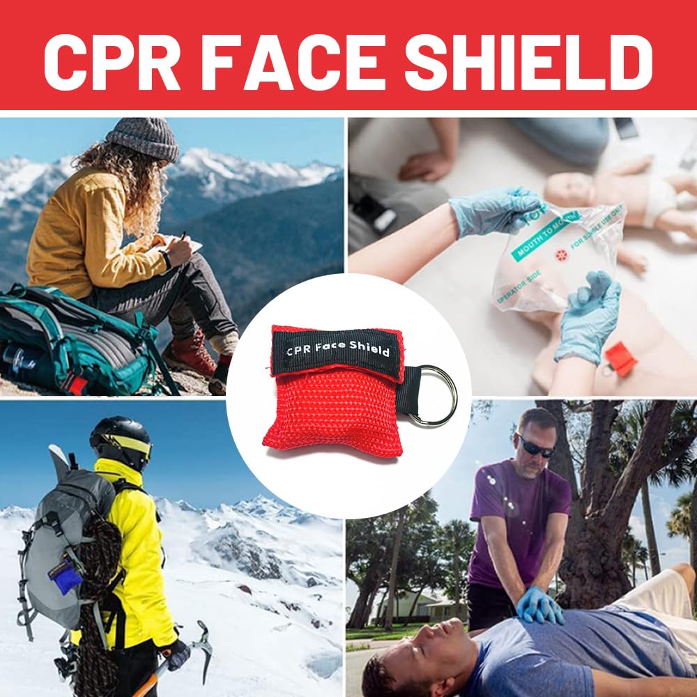 Pocket Mask 4 Pezzi Rosso Nero Lunghezza 5Cm Larghezza 5.5Cm Mascherina Respirazione Primo Soccorso Bocca A Bocca