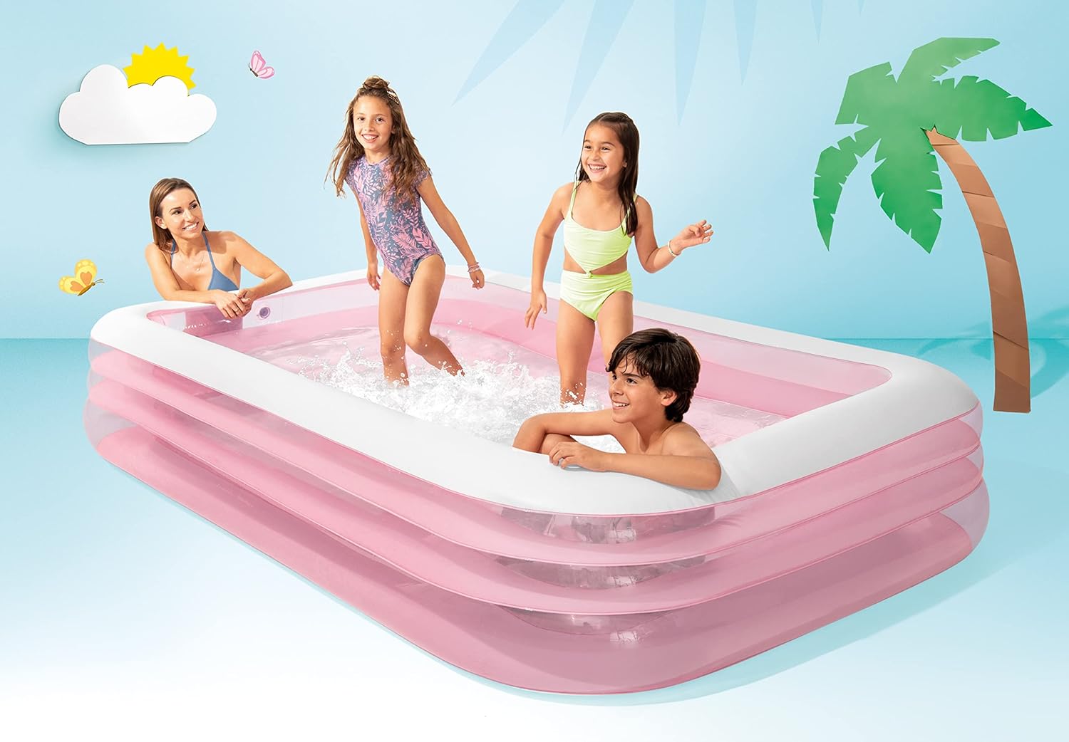 INTEX 58487EP Swim Center Inflatable Family Pool: 277 Gallon Capacity – 120" x 72" x 22" – Pink
