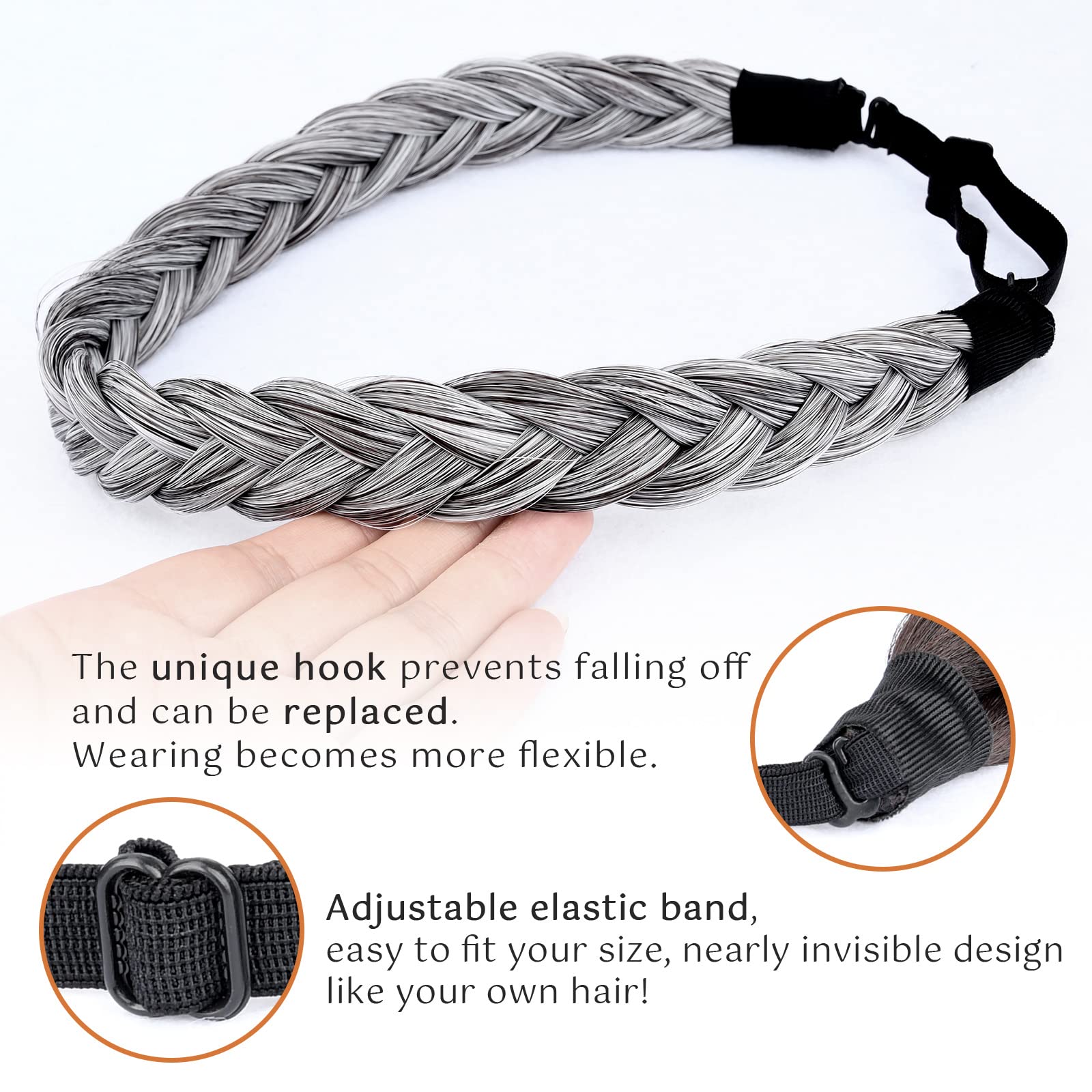 Gledola 2 Strands Fishtail Plaited Braids Headband Braided Synthetic Hair Elastic Stretch, Hair Accessory for Bride Women - Image 4