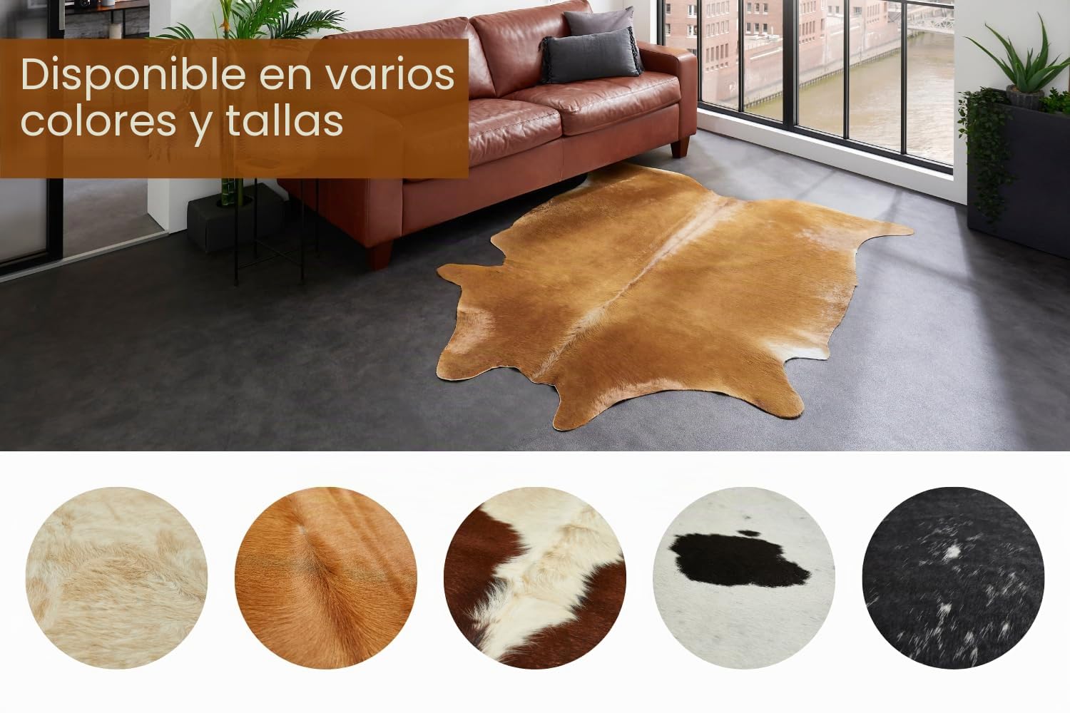 -Luxor- Living alfombra de Piel de Vaca auténtica – Natural para atmósfericas viviendas realistas – Alfombra de Pelo – Aprox. 160 x 240 cm marrón Liso