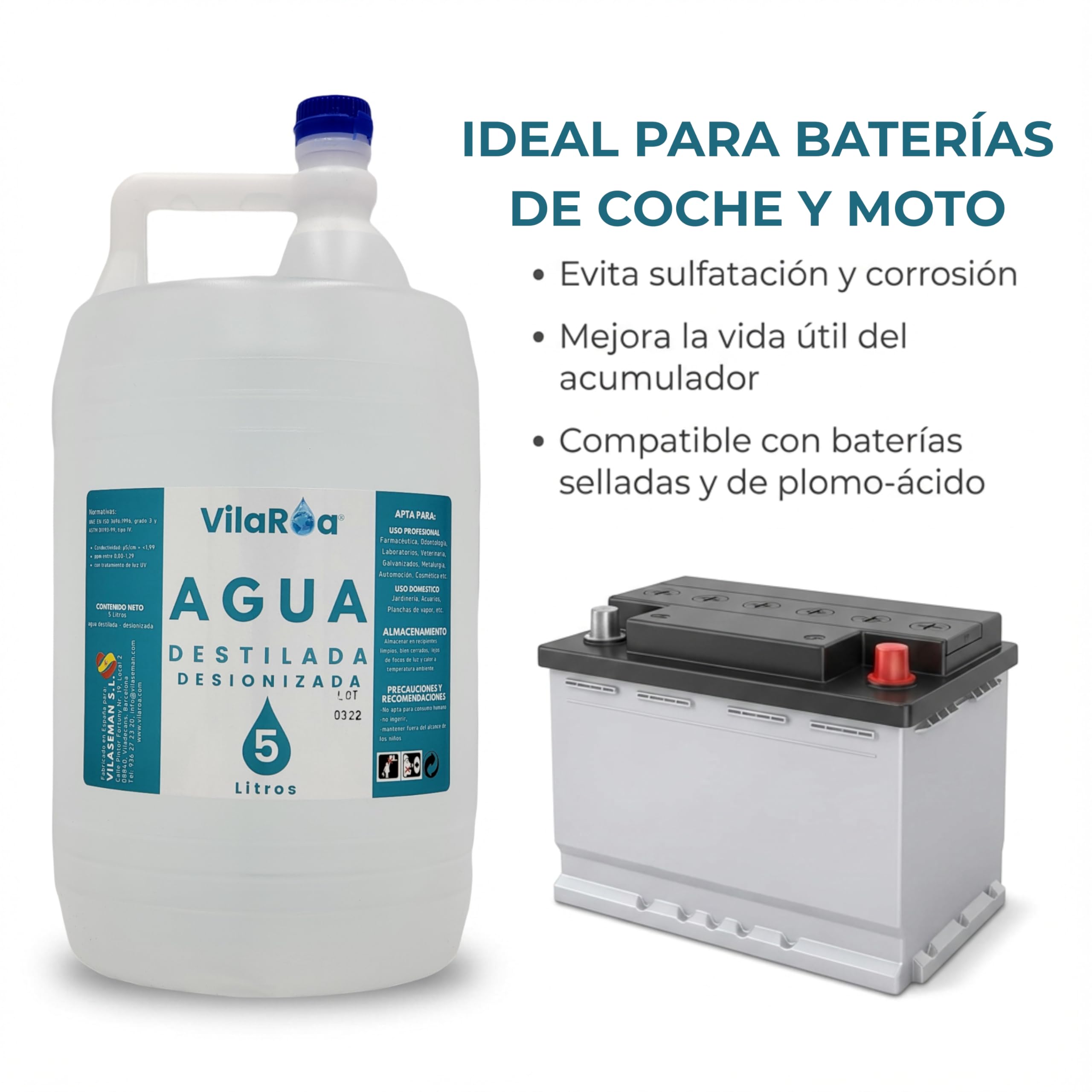 Agua Destilada Desionizada 3 Garrafa de 5 Litros, Agua Desmineralizada Alta Pureza Técnica para CPap, Autoclave, Humidificador, Plancha, Motores, Limpieza, Laboratorio, Plantas, Acuario, Bateria