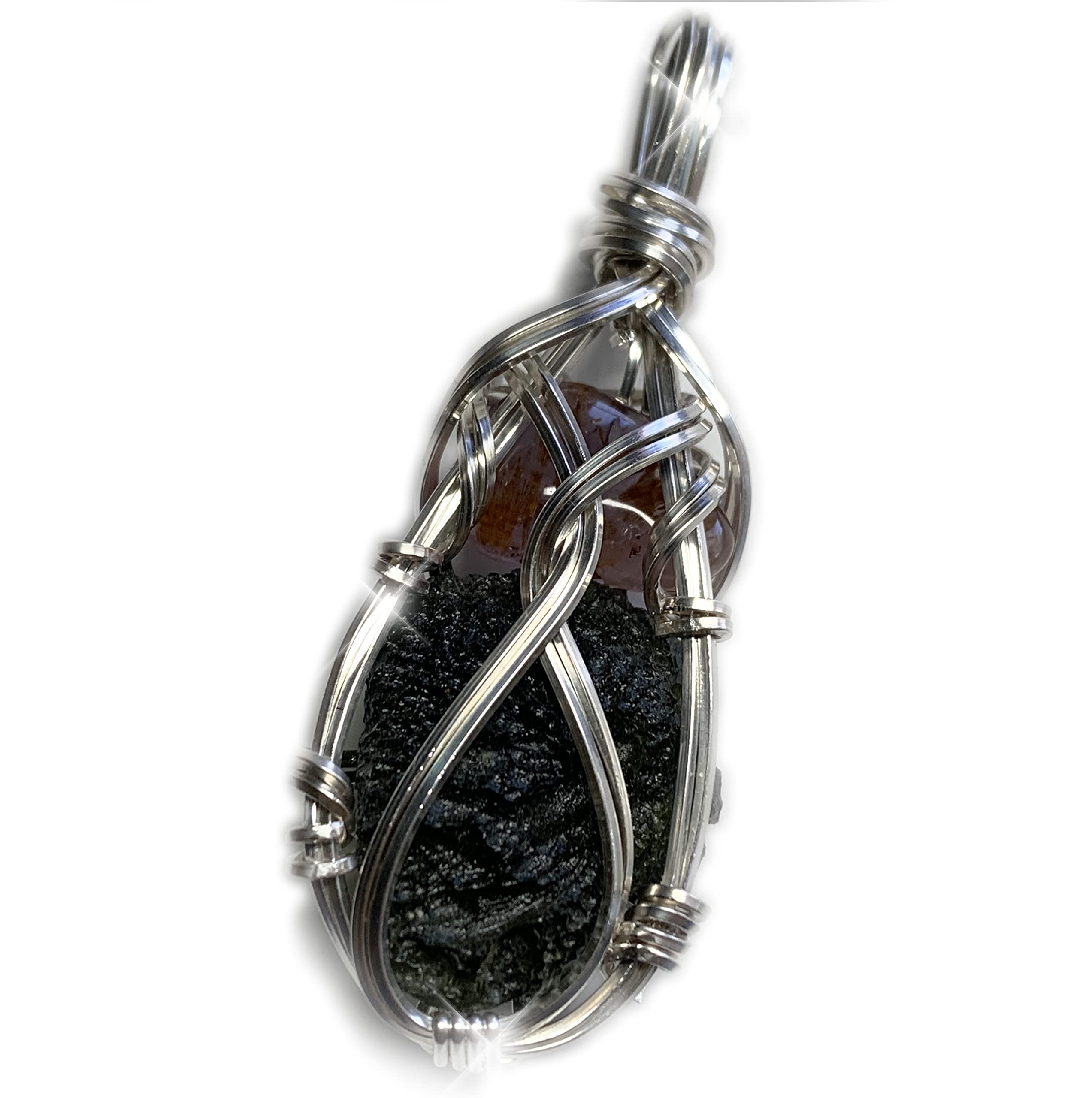 Genuine Moldavite Crystal With Super Seven Crystal Necklace