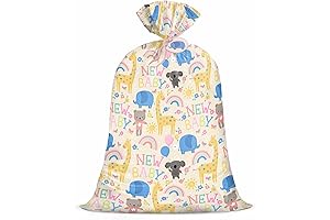 WRAPAWHOLIC 56" Giant Baby Shower Plastic Gift Bag: Animals & New Baby Design