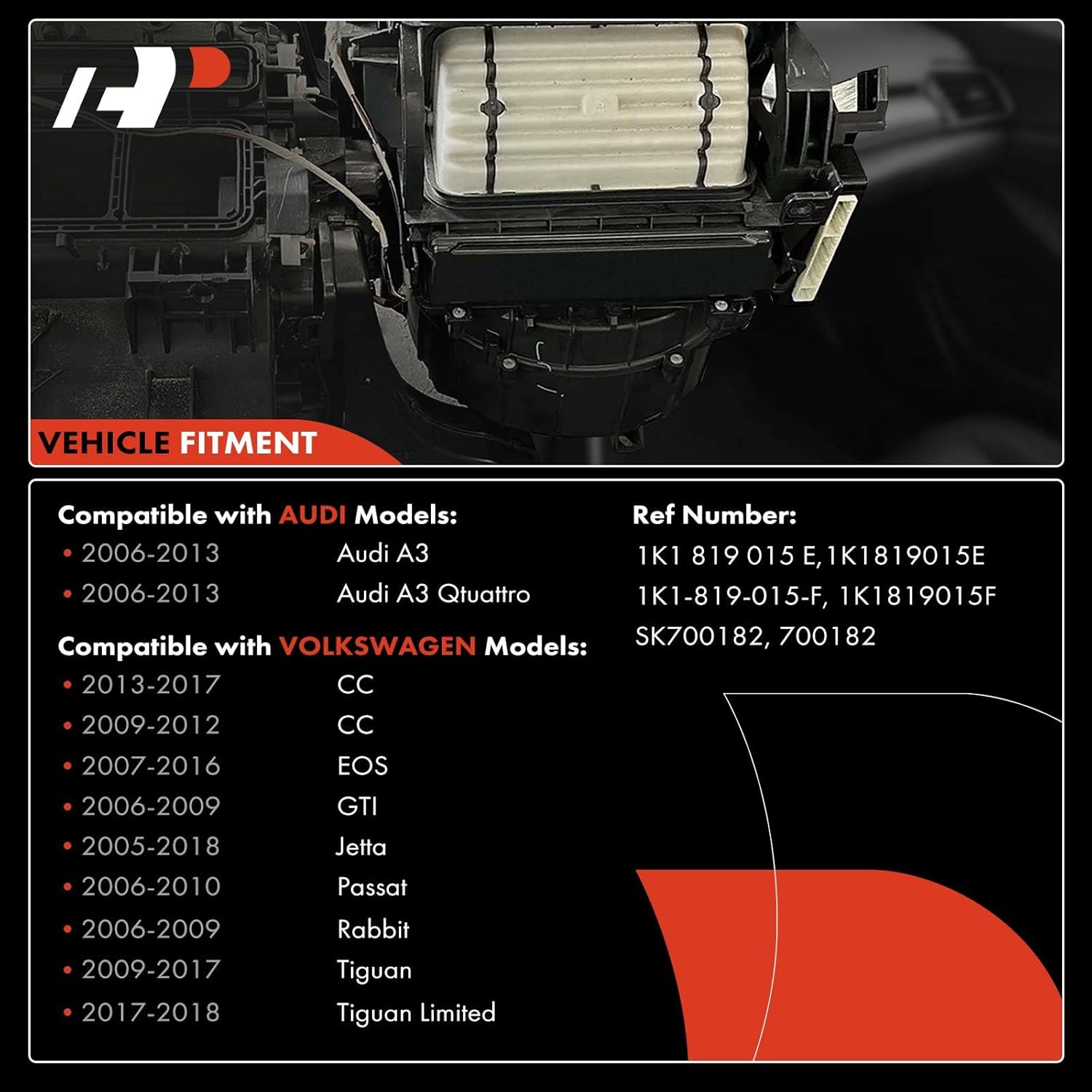 A-Premium Front HVAC Heater Blower Motor Compatible with Volkswagen Jetta/Tiguan/GTI/CC/Passat/Golf/Rabbit & Audi A3/Eos/Q3/Q3 Quattro/Golf/A3 Quattro/Tiguan Limited/Golf R/R32/TT Quattro/TTS Quattro