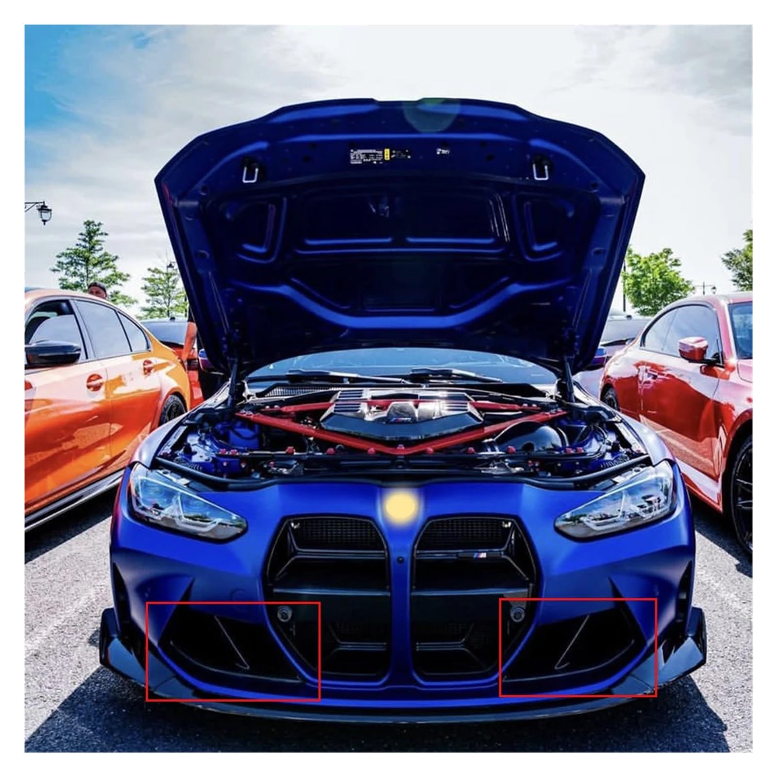 Przedni zderzak samochodu, osłona wlotu powietrza, osłona światła przeciwmgielnego, dolna kratka wlotu powietrza, gadżety samochodowe kompatybilne z BMW M3 M4 G80 G82 G83 2020-2024 | Gadżety osłony świateł na dolną kratkę(Glossy Black)