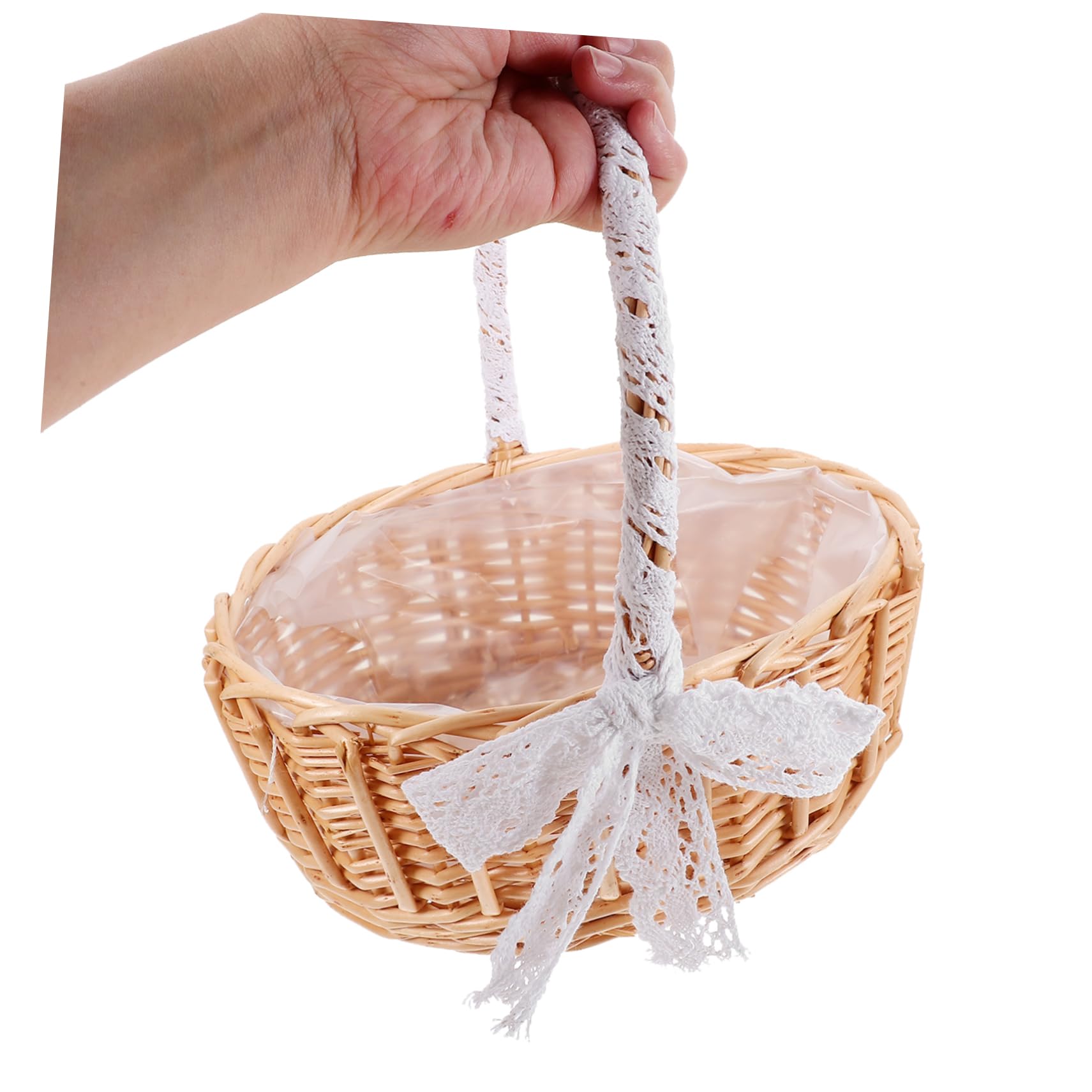 Yardwe 2pezzi Cesta Portatile Per Fiori Rattan Intrecciato Con Manici Pizzo Organizzazione Elegante Per Casa e Ufficio Per Bagno Armadio e Craft Area