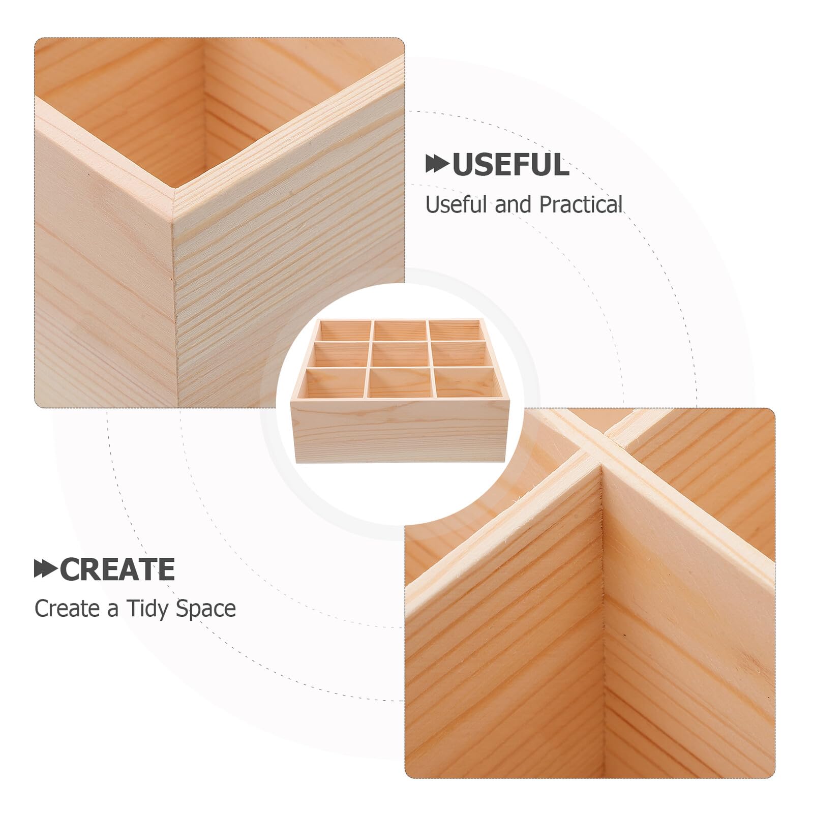 Organizzatore per Cassetti in Legno 9 Scomparti, Divisori Regolabili, Design Salvaspazio per Cucina e Artigianato