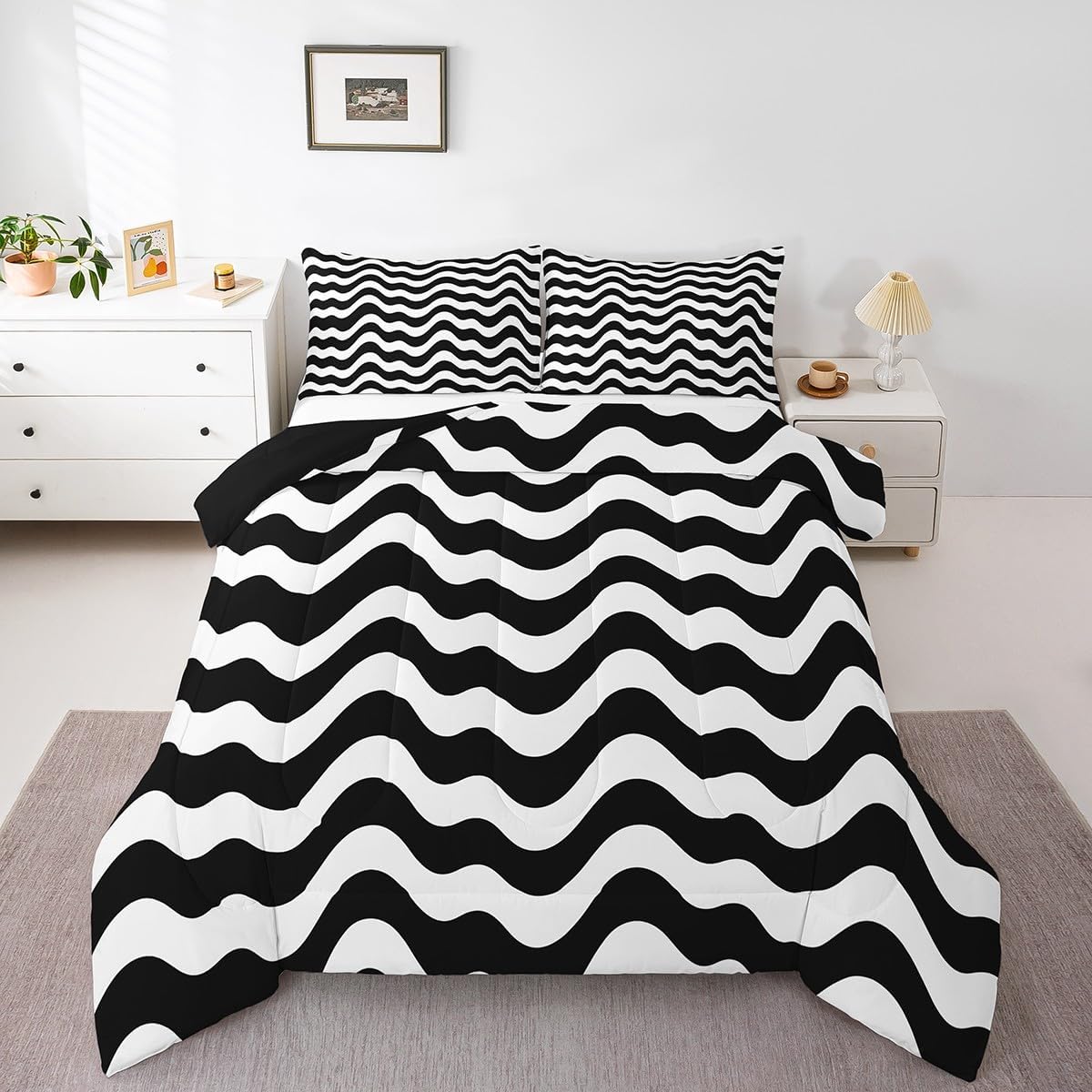 jejeloiu Geometric Bedding Set Toddler Size Boho Style Comforter Set for Kids Boys Girls Abstract Art Decor Comforter Duvet Set Bedroom,1 Comforter+ 1 Pillow Sham