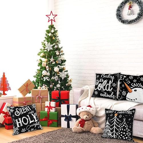 Miniatura 5 de Vellibring Fundas de almohada de Navidad de 18 x 18 pulgadas, muñeco de nieve, ciervo, rojo, decoración de Navidad, decoración de invierno, para