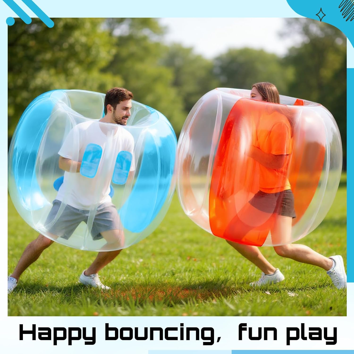 Silipull 2 Pcs 48 Inch Bumper Sumo Ball for Adults Inflatable Bounce Body Zorb Ball for Outdoor Team Gaming Play Bumper Bopper Balls for Garden, Yard, Park (Red, Blue)