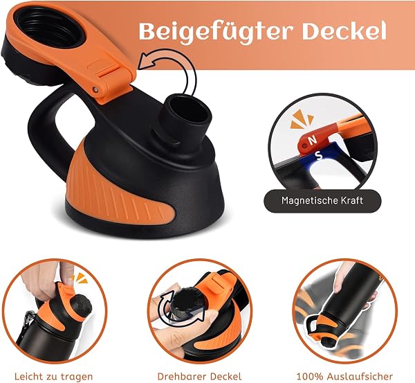 Fjbottle Borraccia Termica con Tappo magnetico 1500ML, Bottiglia Termica per Bambini - Senza BPA/Senza Perdite Borracce acciaio inox per Scuola, Sport, Palestra, Ciclismo - 2