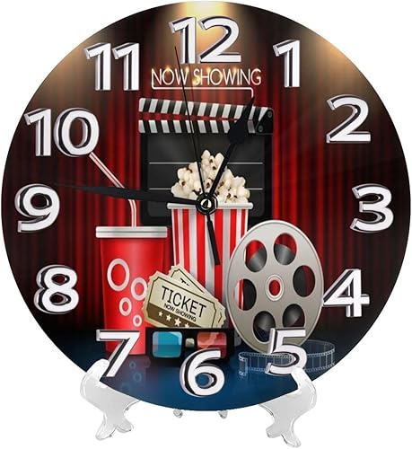 Miniatura 2 de Reloj de pared decorativo redondo de cine en casa retro con películas caseras, silencioso, sin tictac, decoración de reloj de pared electrónico es