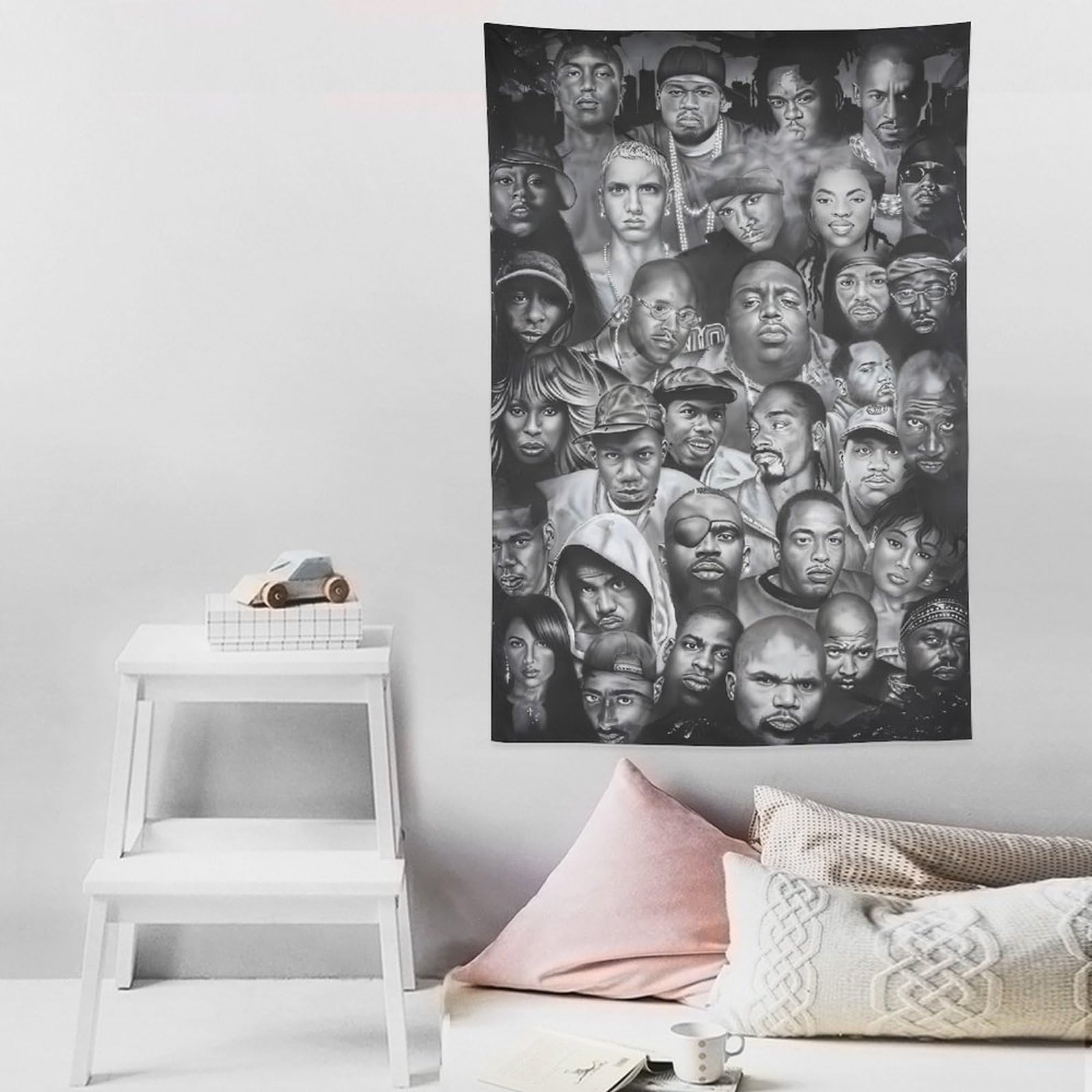 Poster da parete con cantante rap hip hop e stelle (2) (1) arazzo decorativo da parete per soggiorno e camera da letto stampe 152,4 x 228,6 cm