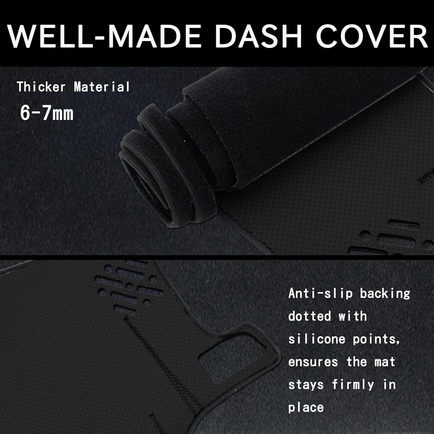 Dash Cover for 2007-2013 Chevy Chevrolet Silverado/GMC Sierra Accessories,Polyester Dashboard Cover for Silverado with Two Glove Boxes, Non-Slip Dash Mat No Glare UV Rays Protector Dash Pad