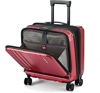 TydeCkare16" Carry on Luggage with 2 Laptop Compartments, Lightweight Hardshell ABS+PC Suitcase with Dual Control TSA Lock, with YKK Zipper, 4 Spinner Silent Wheels, for Business Travel, Wine Red