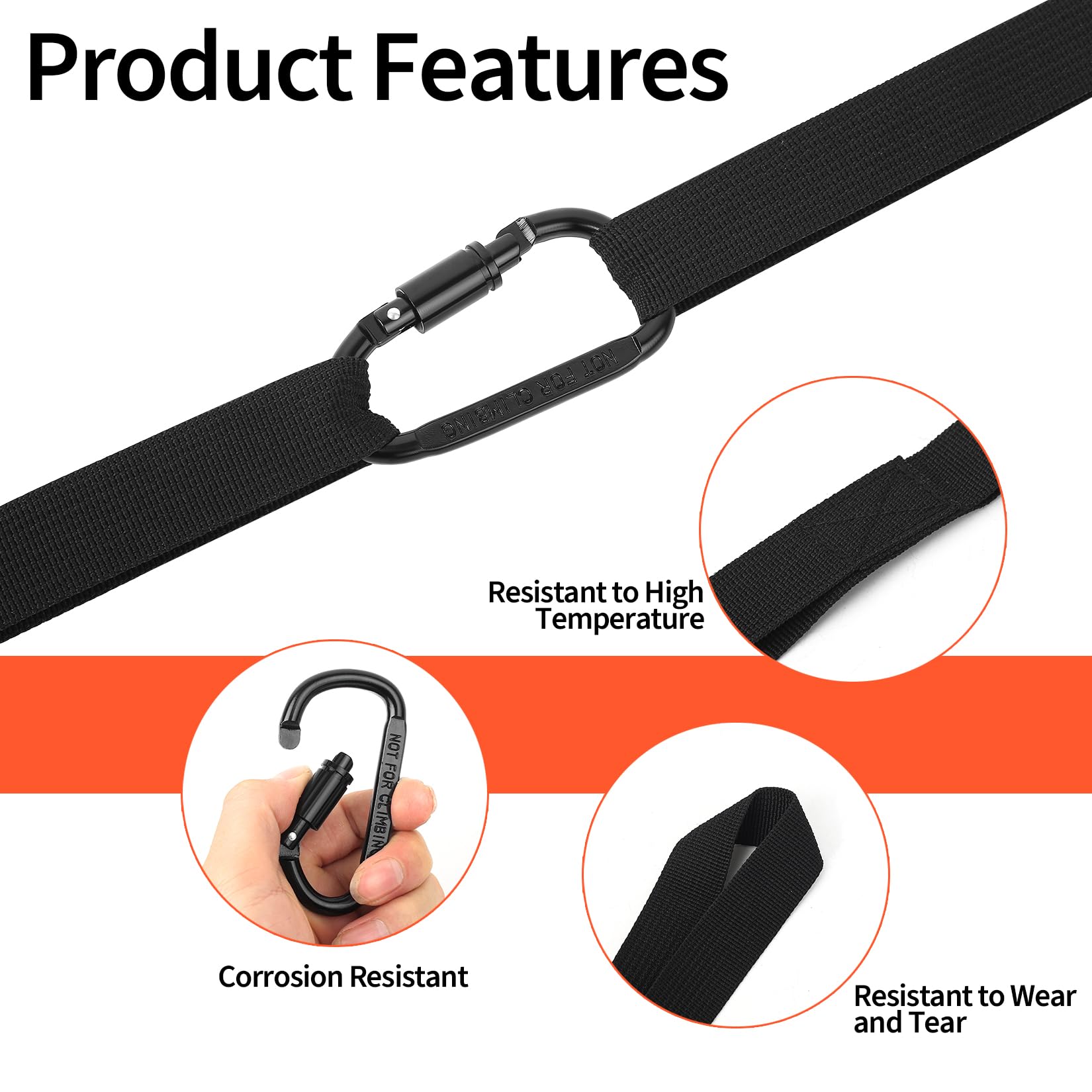 10 Pcs Soft Loop Tie Down Straps, 25mm x 40cm Heavy Duty Tie Down Anchor Straps for Motorcycle Handlebar, Motorbike, Roof Rack, with 4 Hooks Connectors — view 3