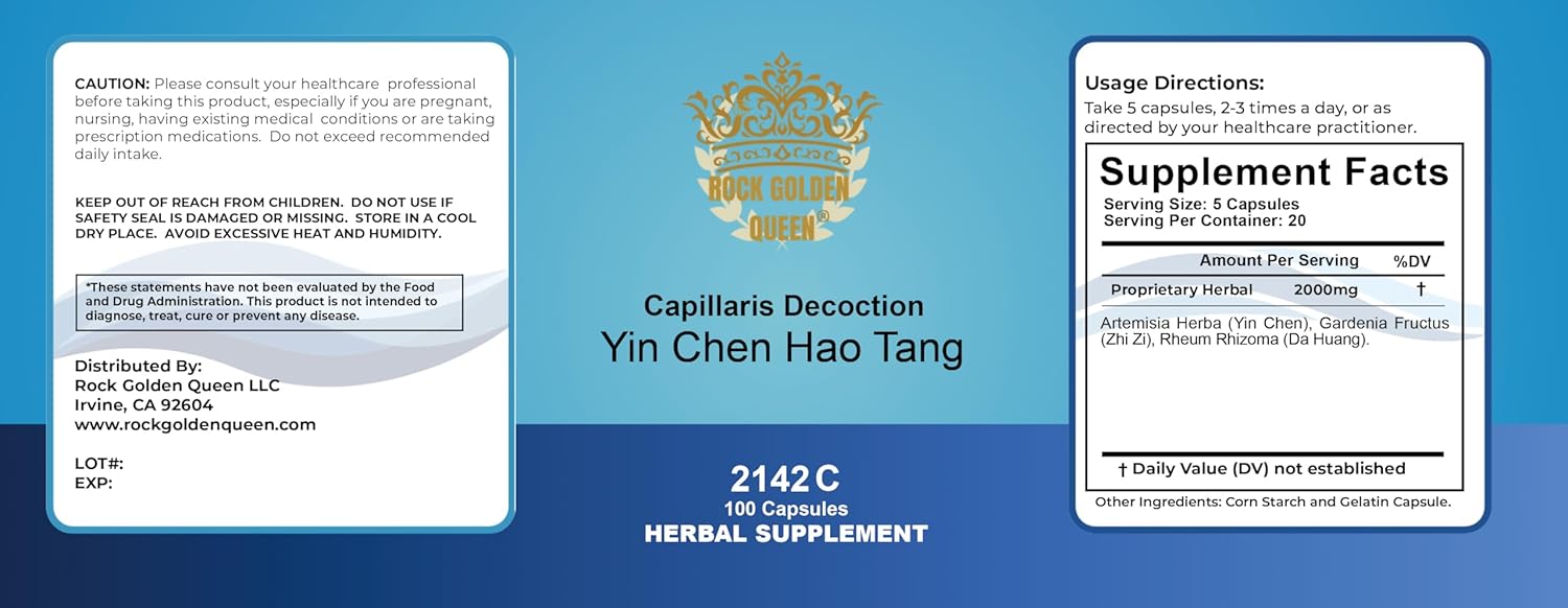 Yin Chen Hao Tang/Capillaris Decoction, 100 Capsules/Bottle (2 Bottles) - Image 2