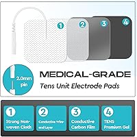 Vista 5 de 22 PCS 2X 2” Tens Unit Electrode Pads Compatible with Auvon Tens 7000 Muscle Stimulator Machine,Tens Unit Replacement Pads Reuse More Than 35-50