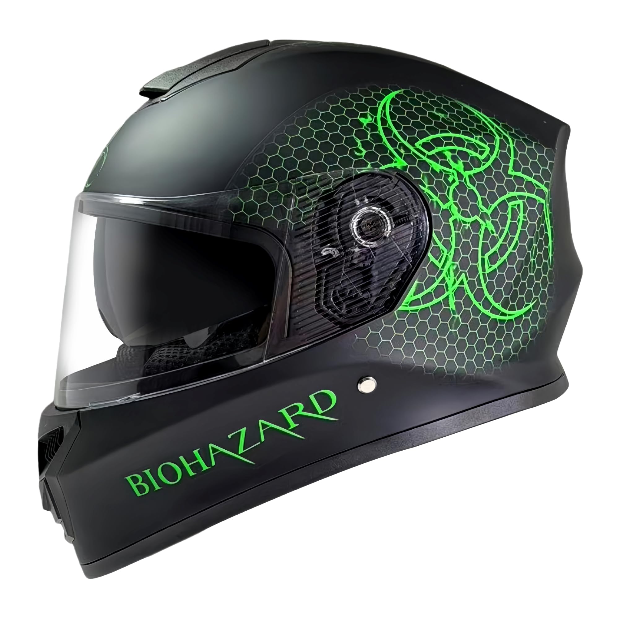 Kinder Integralhelm Bio-Hazard AHP – Motorradhelm für Kinder, ABS-Schale, robuster Kinderhelm für Downhill, Quad und Motocross, grün