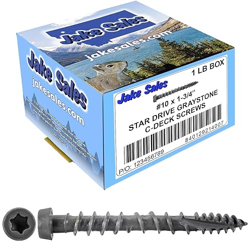 Jake Sales #10 x 1-3/4" Graystone - Tornillo de madera recubierto exterior de madera Torx/Star Drive Head - Compatible con madera AQC (1 libra ~ 130