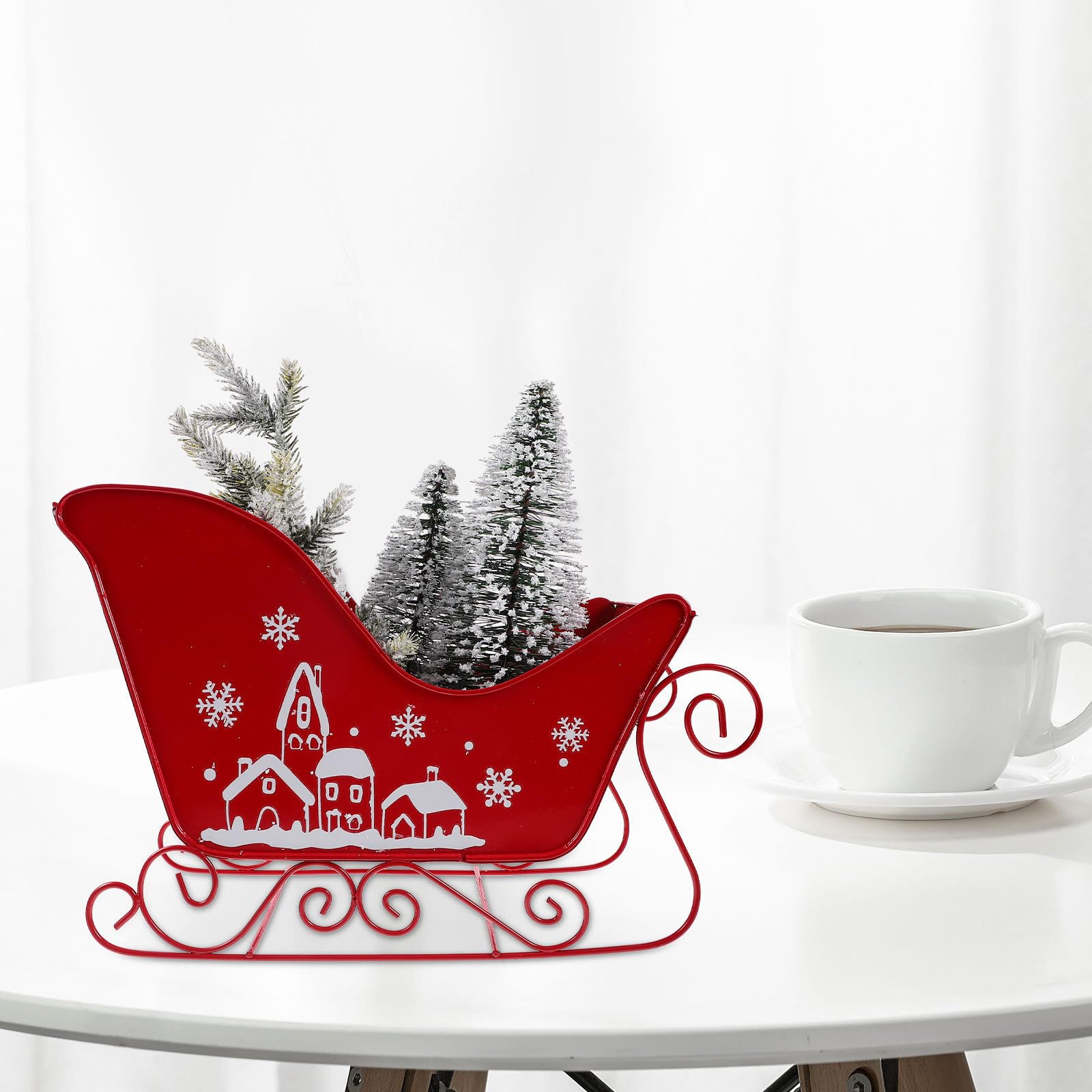 Beavorty Festlicher Weihnachtsdekoration Schlitten aus PVC und Eisen Klassische Tischdekoration und Foto Requisite für Weihnachtsfeier und Party Dekor