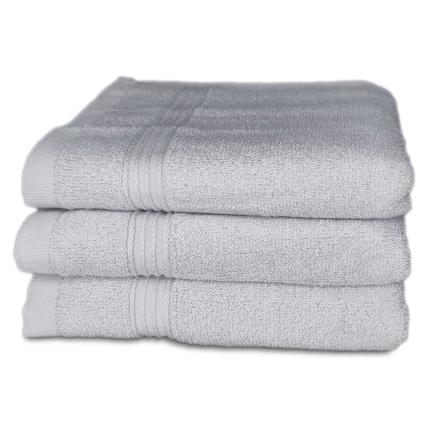 Park de 3 Toallas Fibra de bambú tocador 30x50cm 600 gr/m2 (Gris Claro)