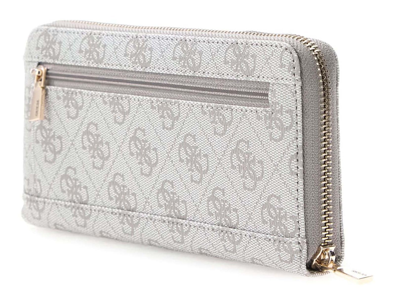 GUESS portafoglio Laurel II SLG Large Zip Around Wallet Dark Taupe Logo grigio talpa