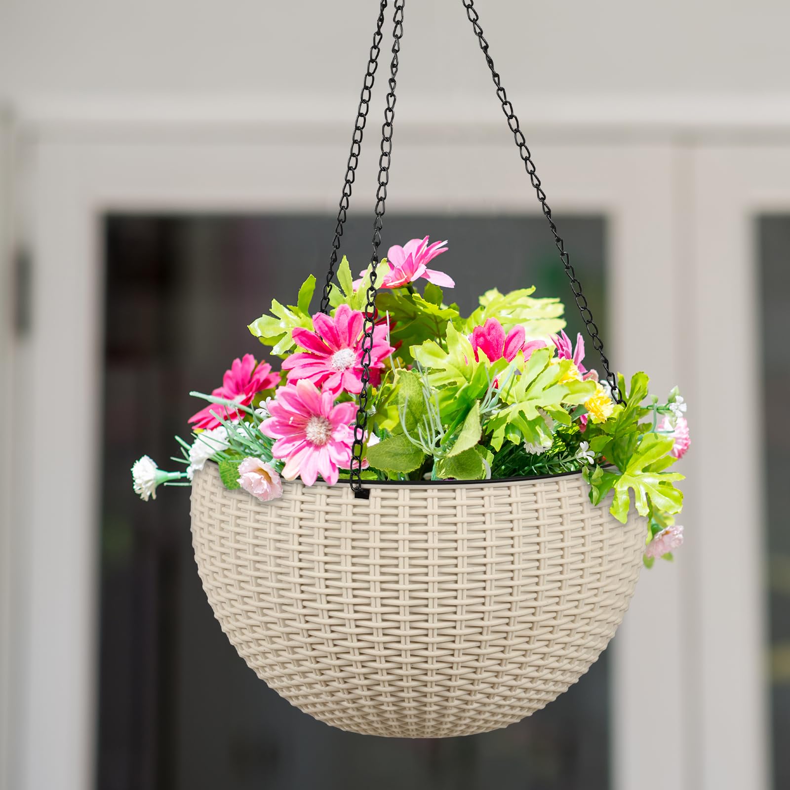 Amazon.com: BPS 4 Pack Self-Watering Hanging Planters, 10 Inch Dual-pots  Design Hanging Baskets with Water Level Indicator, Drainer and Chain for  Indoor Outdoor - White : Patio, Lawn & Garden
