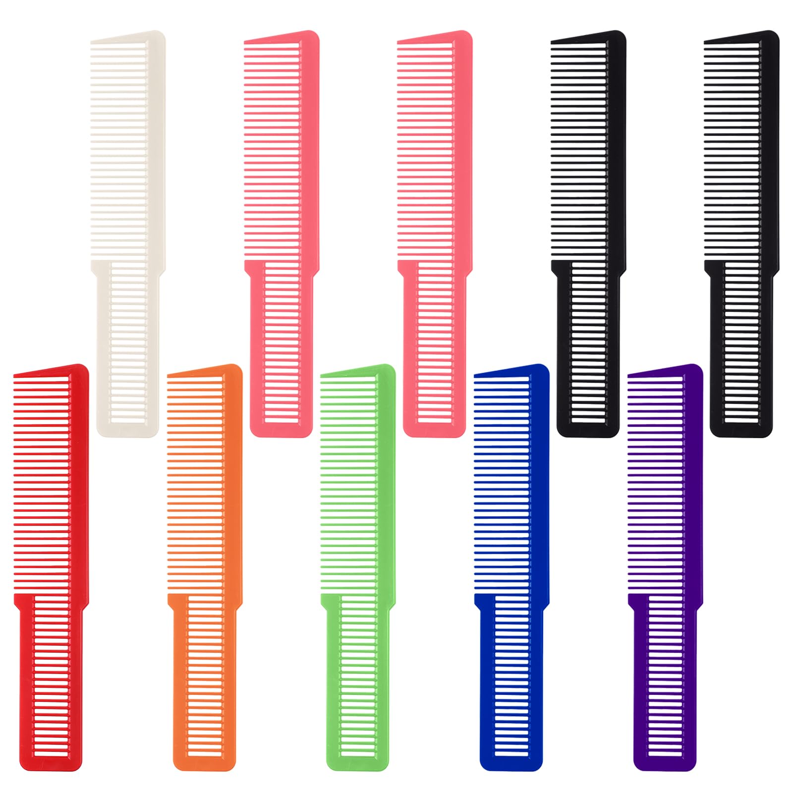 10 PCS Barber Combs, Hair Cutting Combs Professional Fine Tooth Comb Flat Top Clipper Comb Blending Hairstylist Essentials Hairdressing Salon Set for Women Men Hair Styling (Eye-Catching Colors)