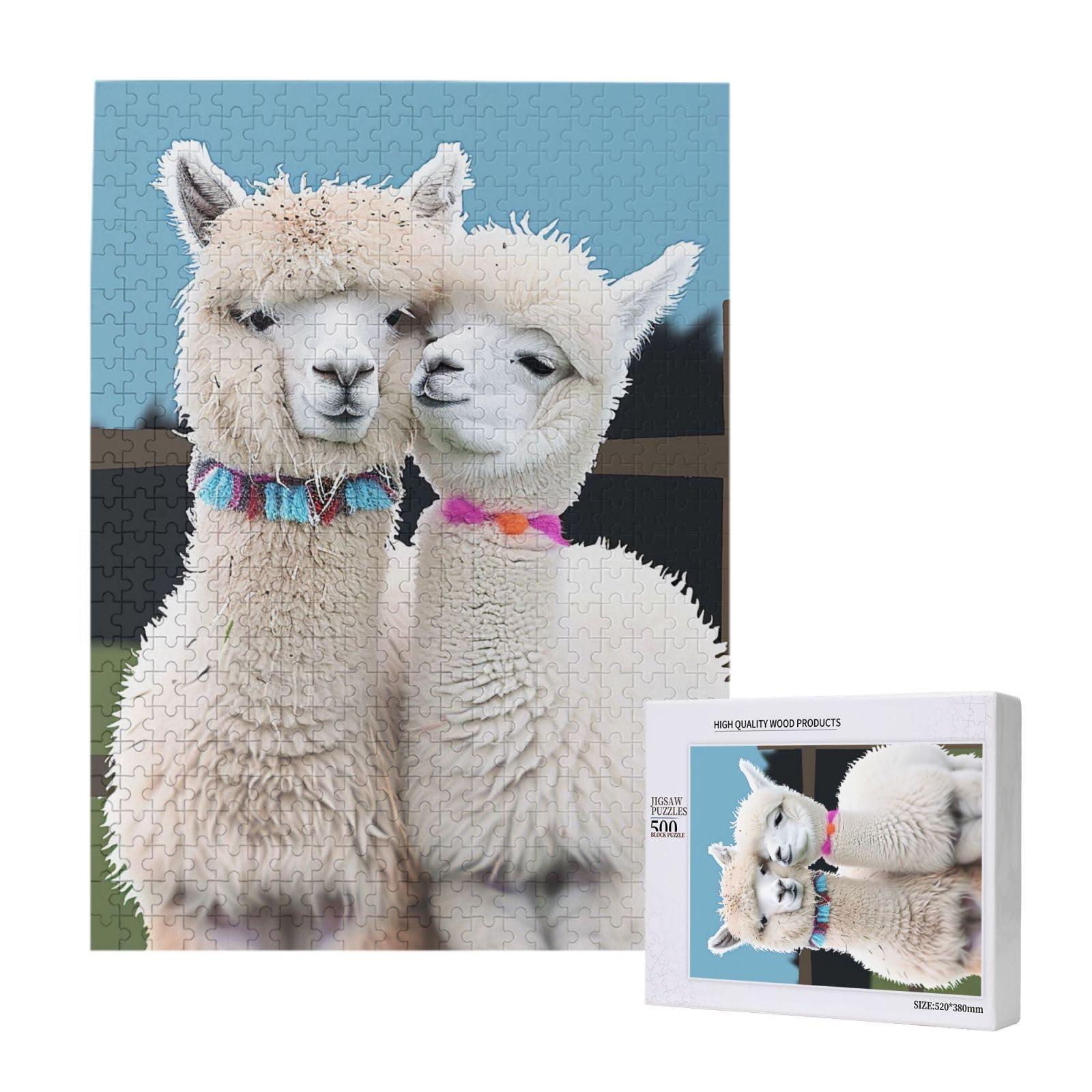 Jigsaw Puzzle 500 Pieces Puzzles for Adults, Cute Alpacas Printed Game Jigsaw Puzzles for Home Wall Decor Gifts, 15 x 20.4 Inch