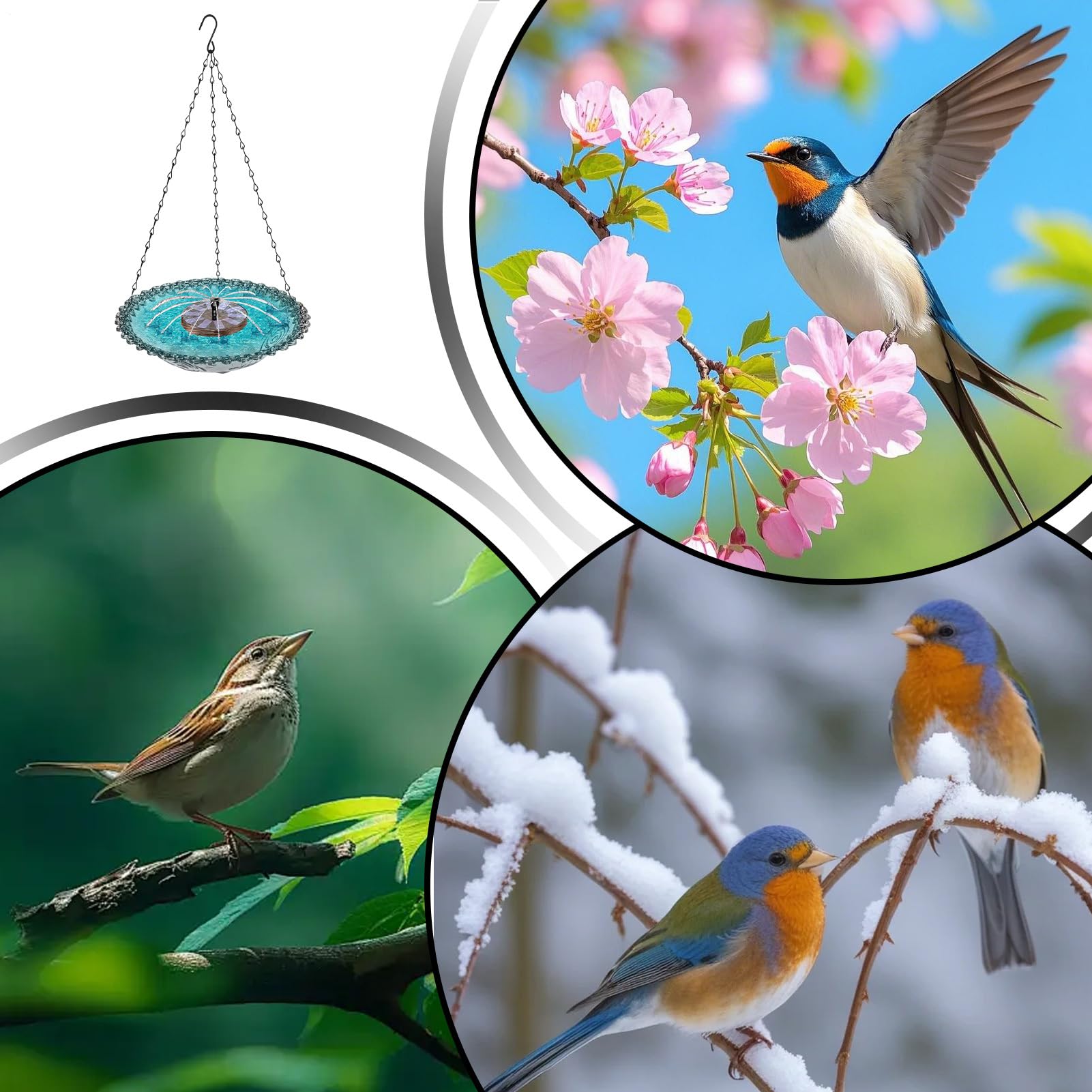 Fontanna ogrodowa solarna do kąpieli ptaków Wiszące pojniki dla kolibrów