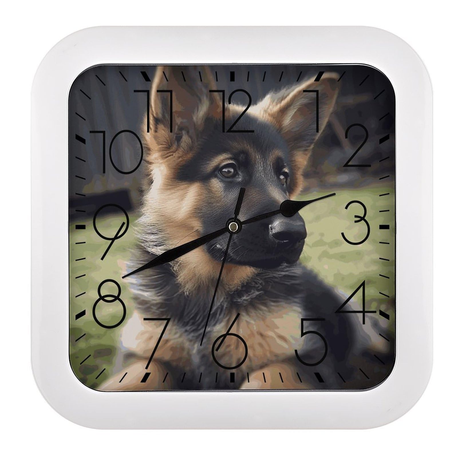 Horloge murale berger allemand carrée et silencieuse pour salon et bureau