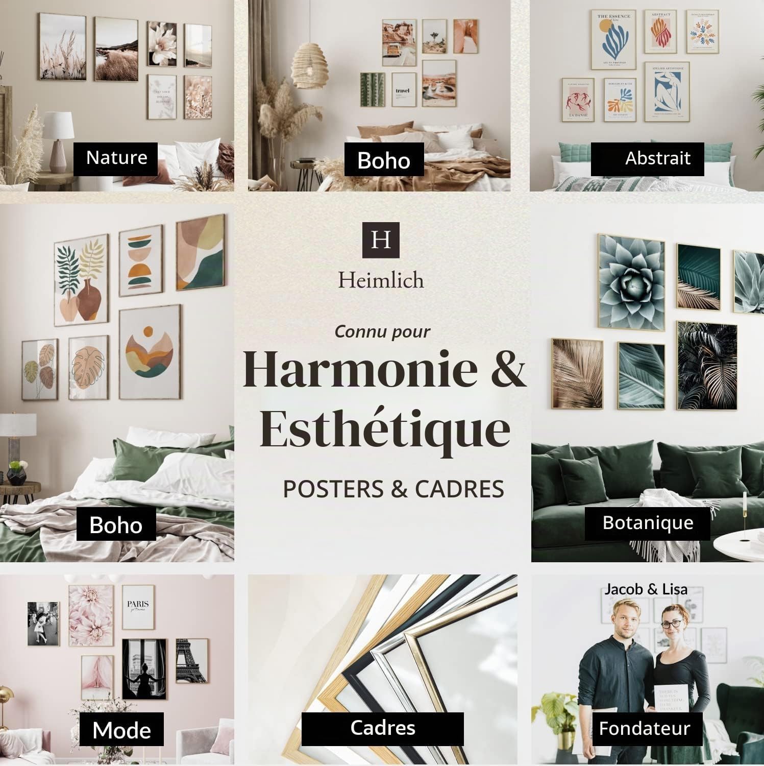 Heimlich Ensemble d'affiches 4x A3 30x42 cm 4x A4 21x30 cm Voyage végétal