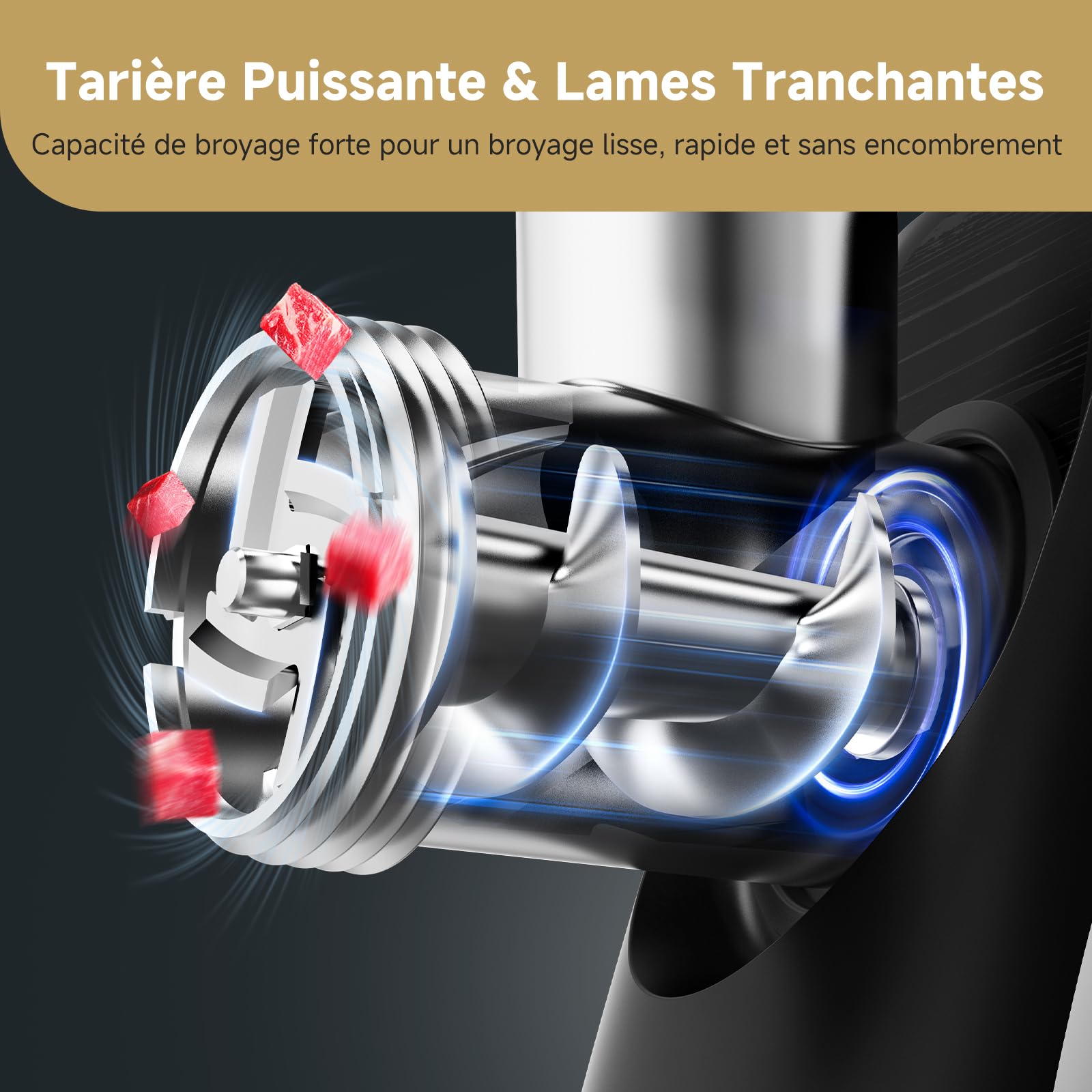 AAOBOSI Hachoir À Viande,Hachoir À Viande Électrique 4-En-1[2800 W Max]Avec 3 Lames Pour Trancher, Déchiqueter,2 Lames,3 Plaques,Farceuse À Saucisses,Kit Kubbe,Pour Cuisine À Domicile,Acier Inoxydable