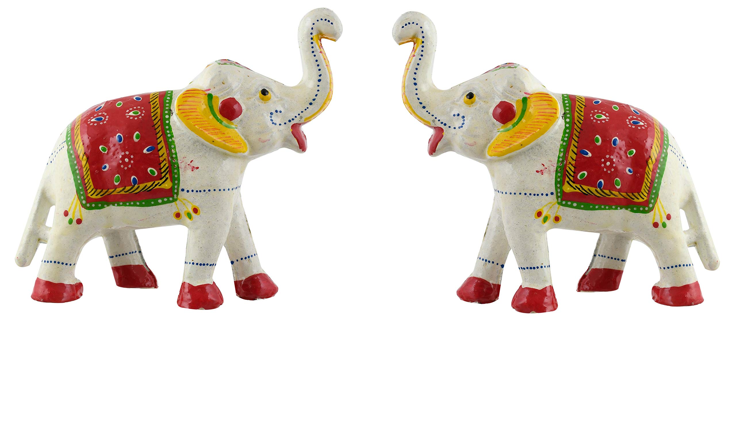 Great ArtGreat Art Ethnic Indian Paper Mashe Elephant Showpiece Home, Office, Table Décor 2 Piece-GADH-6115