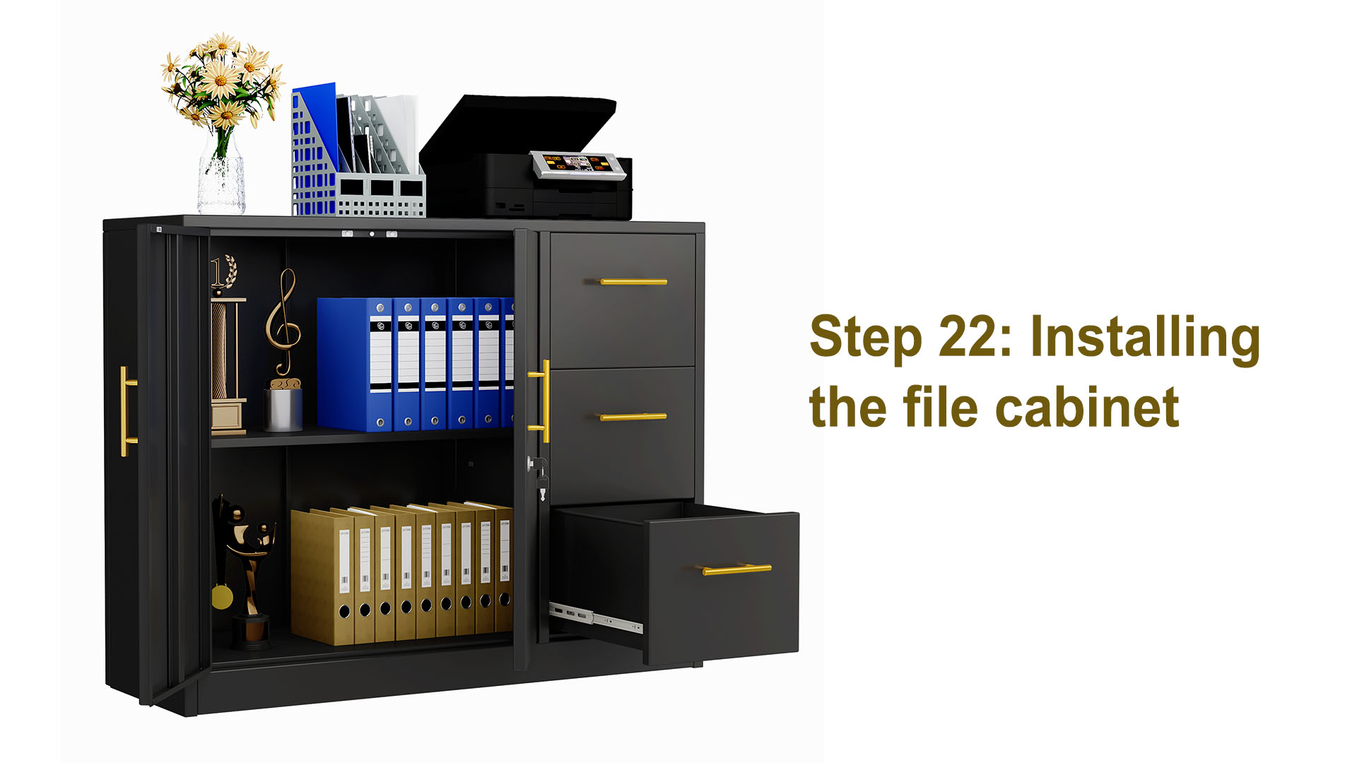 Amazon.com: pozdeg 3 Drawer Lateral File Cabinet, Heavy-Duty Metal