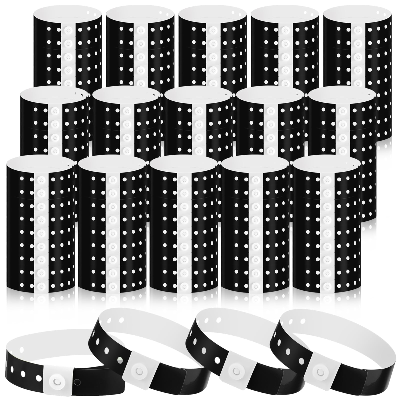 Henoyso 1000 Pcs Plastic Wristbands for Events Vinyl,Black
