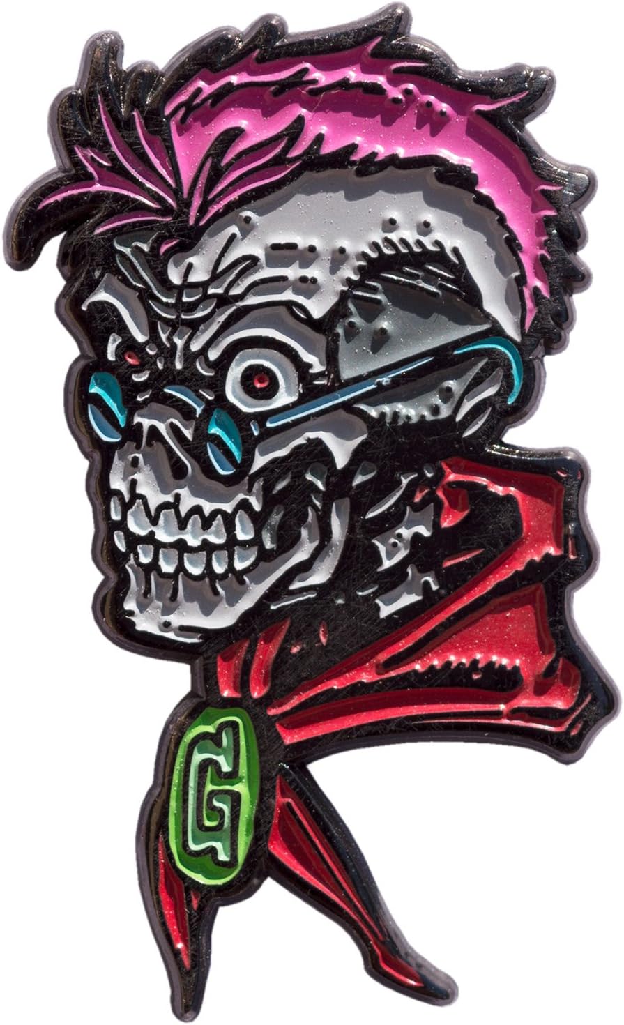 Presents Goosebumps Curly Skull Enamel Pin