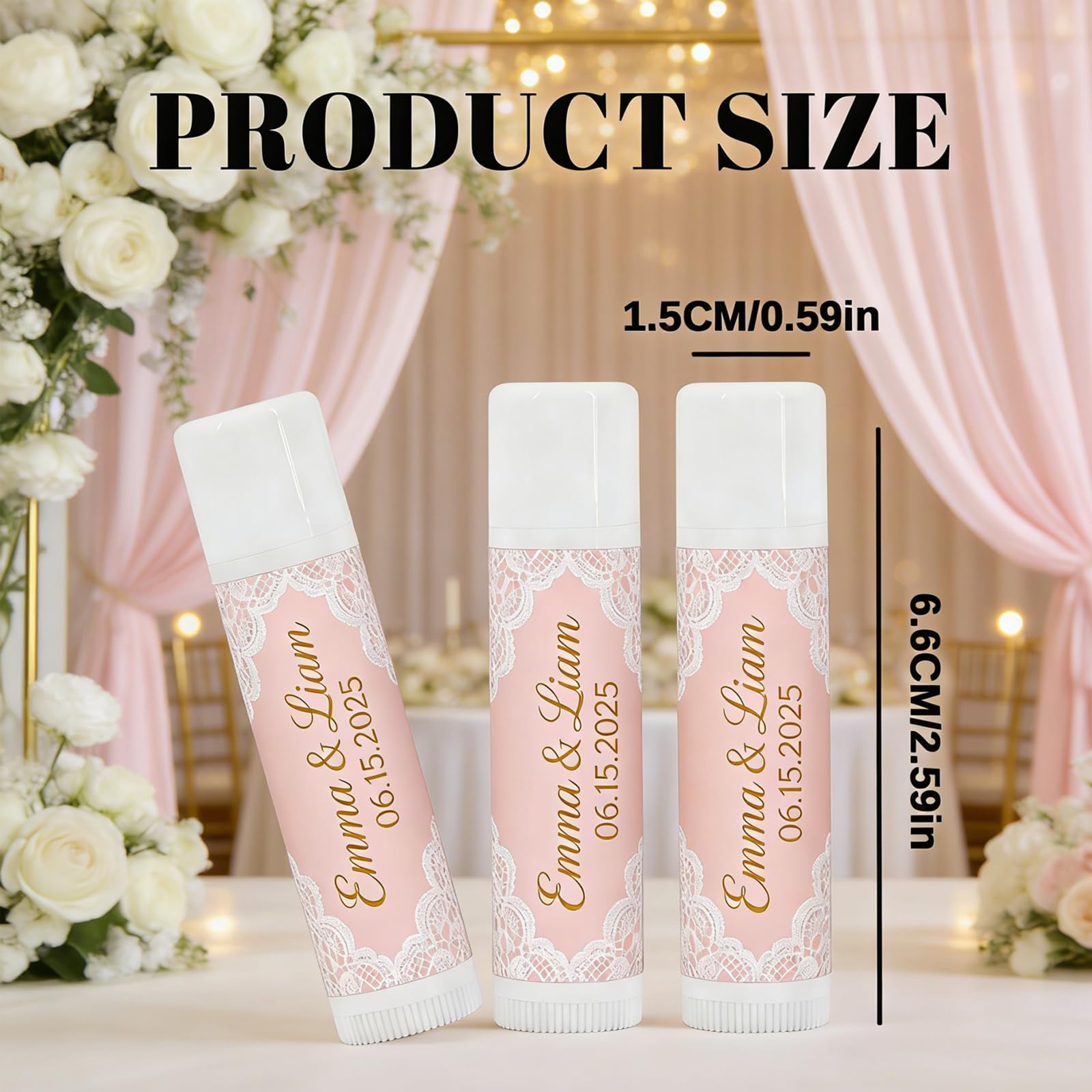 Baume à lèvres personnalisé en vrac avec logo Chapstick personnalisé, articles promotionnels pour cadeaux d'affaires, mariage et événement (100 pièces)
