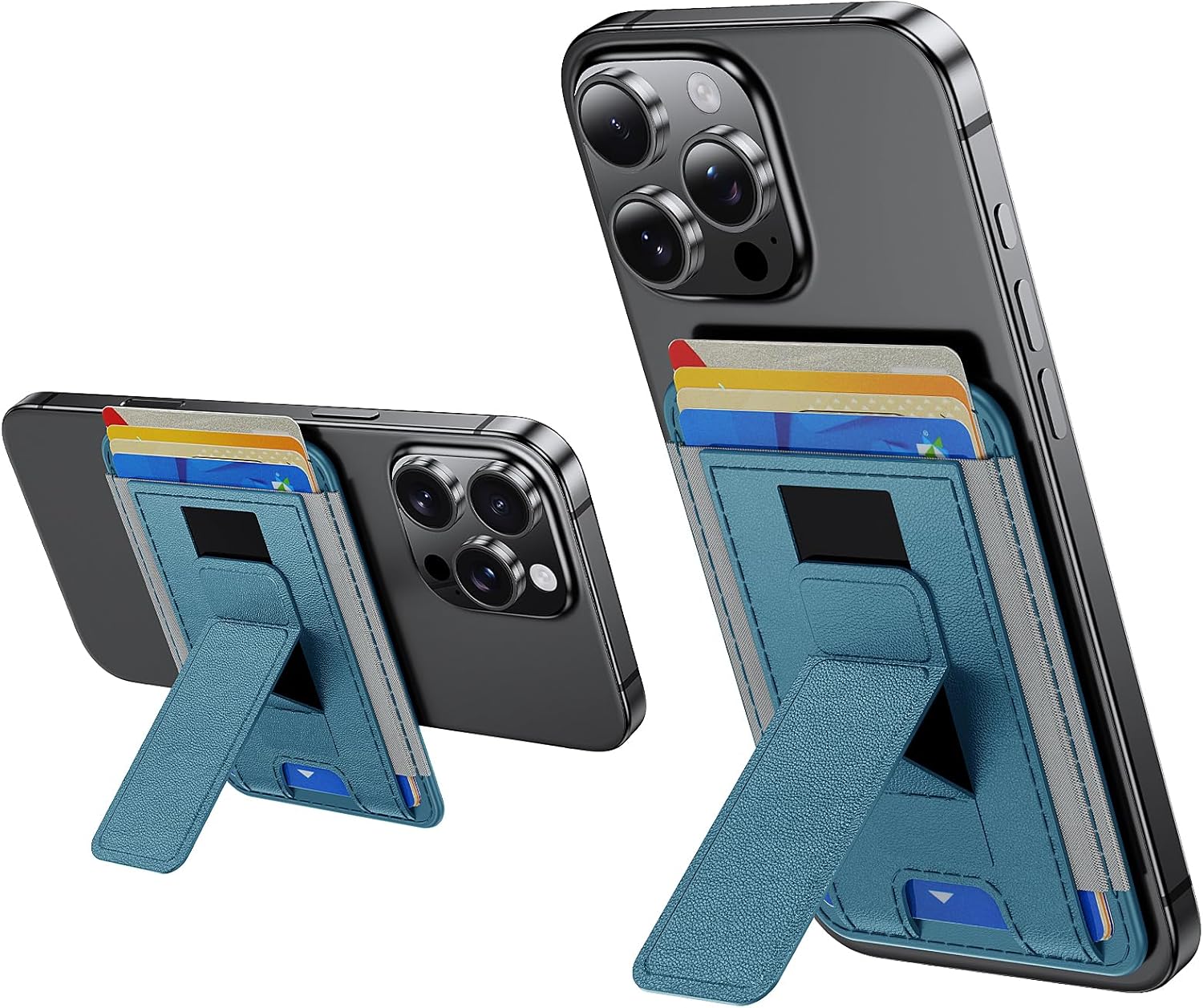 for Magsafe Wallet,Adjustable Stand,Strongest Magnetic Wallet for iPhone 17/16/15/14/13/12 Series,7 Cards Holder,RFID Blocking,Leather Slim for iPhone Wallets,Light Blue