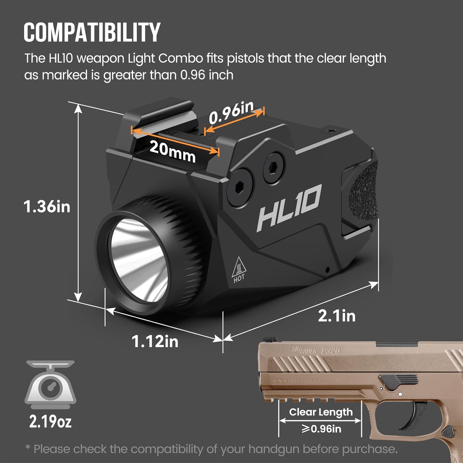 Buy VOTATU HL10 Pistol Light 800 Lumens Weapon Light