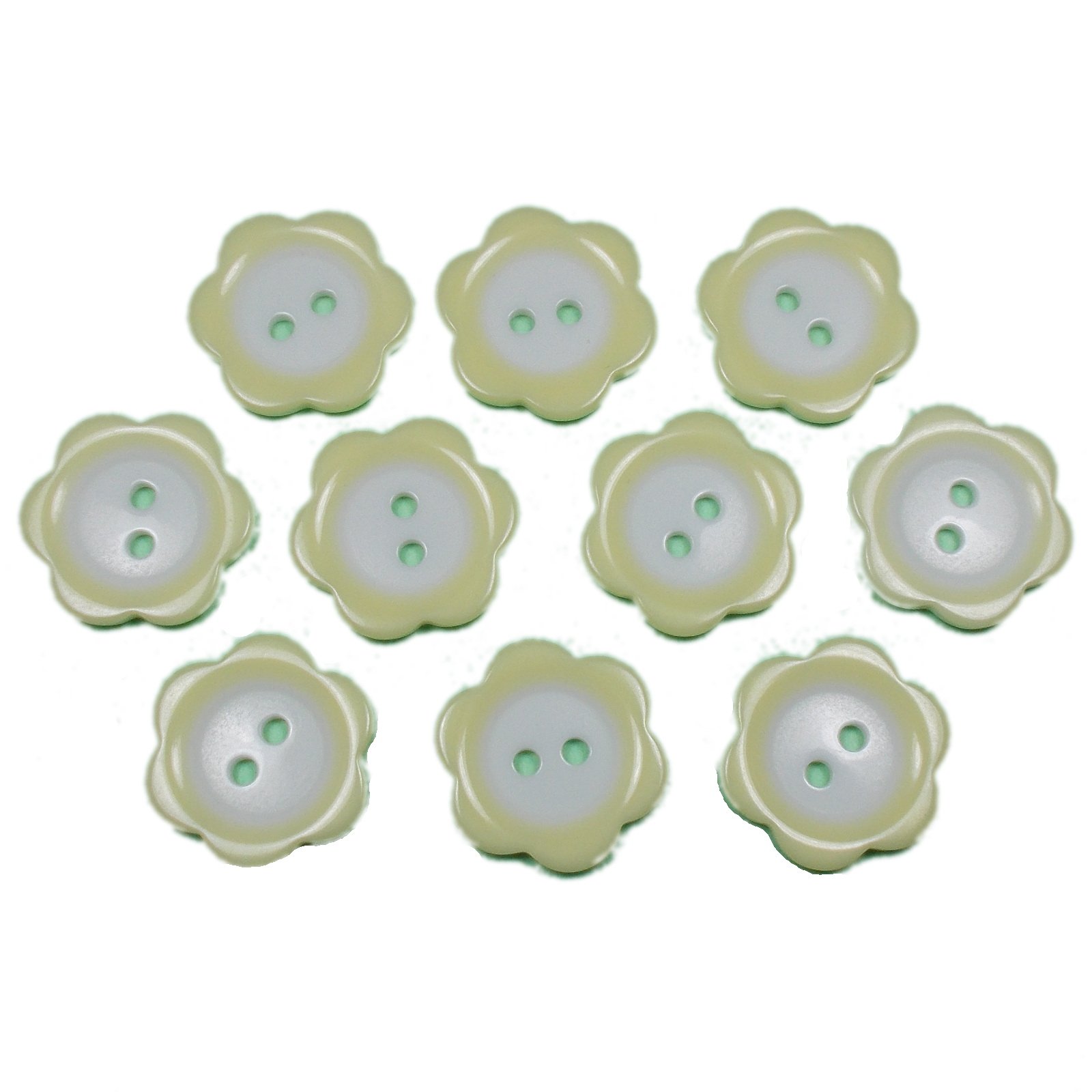 Colour Rim Daisy Flower Plastic Buttons 11mm (Pale Yellow, 10)