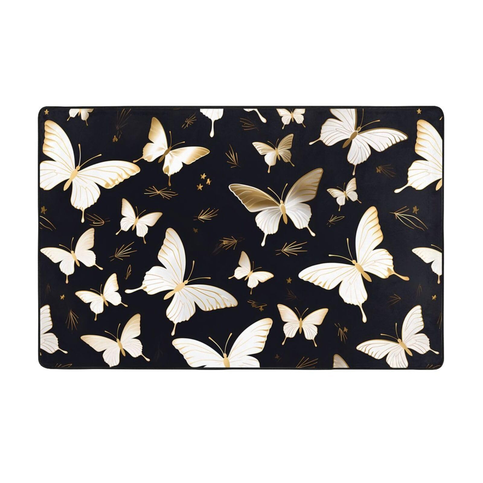 Tapis papillons blancs et dorés pour sublimer votre salon cosy