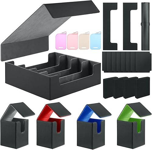 Miniatura 8 de WPGEAR Juego de fundas para cartas intercambiables, capacidad para hasta 4000 tarjetas en total, incluye caja de almacenamiento de 3 filas, 4 fundas