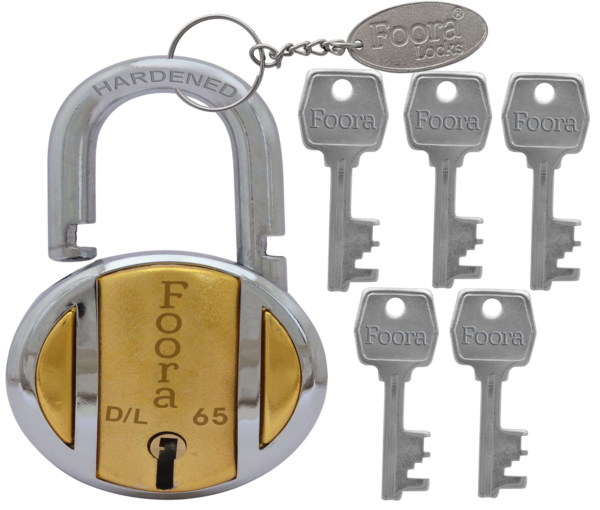 Foora 65mm Brass Padlock | Hardened Shackle & Metal Body with 5 Keys | Double Locking Mechanism | 8 Steel Levers | Ideal for Home, Door, Gate, and Shutter Locks | Silver Finish | Made in India (B09LVH4K9Q) Amazon Price History, Amazon Price Tracker