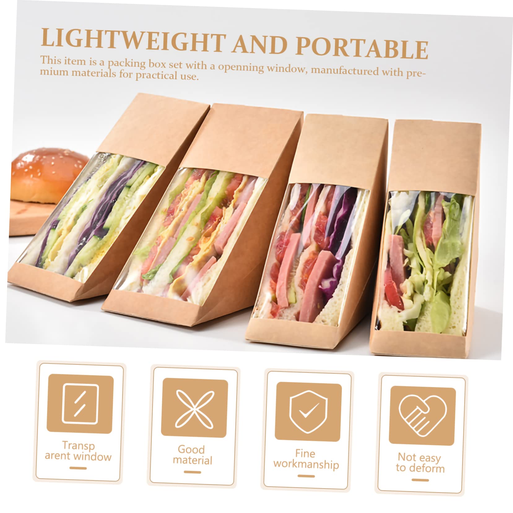 Amazon.co.jp: Mipcase 100個入 牛皮紙三角形サンドイッチボックス 紙