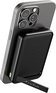 URBN Wireless Power Bank for iPhone, 10000mAh MagSafe Charging with Stand, 22.5W QC+PD Output, Strong Magnetic, for iPhone 12 & Above, Android & Other Qi Enabled Devices (Black)