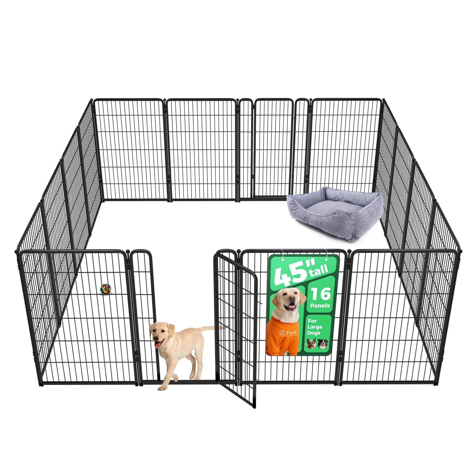 FXW Homeplus Indoor Dog Playpen, 45" H, 16 Panels, for Large Dogs