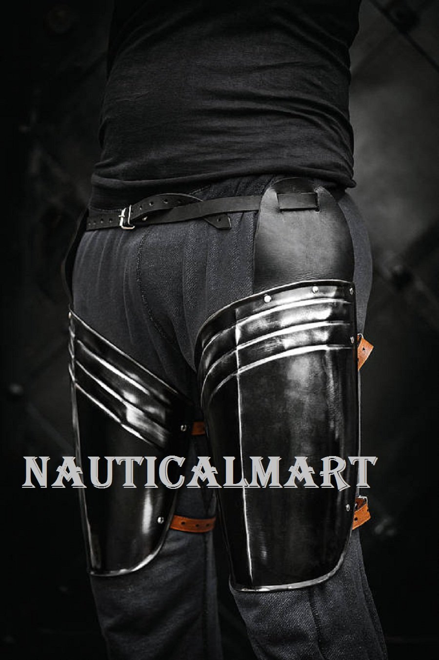 NauticalMart Renaissance Armor Blackened Upper Legs Armor Steel Leg Armor Handcrafted Custom Made